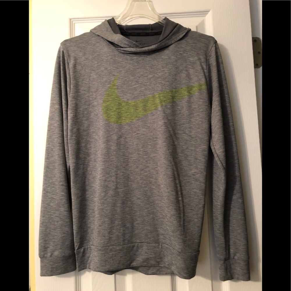 Nike | NWT Grey Training Hoodie with Green Swoosh